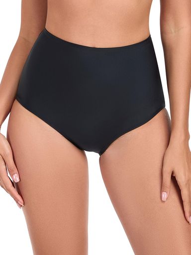 [RELELCIGA]レデイース水着ビキニボトムスハイウエス体型カバーハイカットスイムスーツ温泉海(ブラック、S)