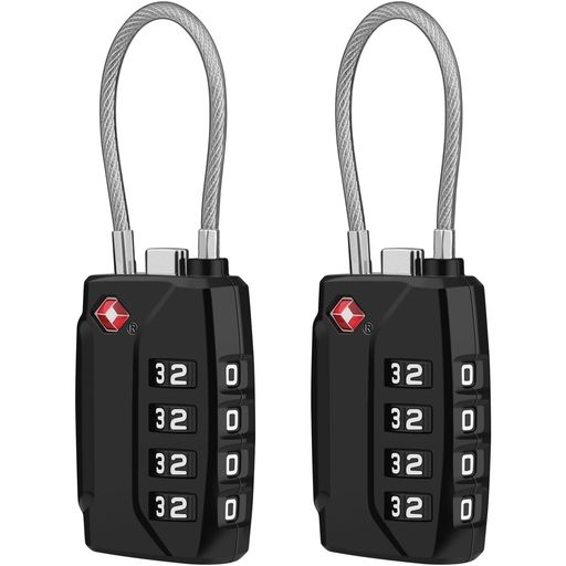 DiyifeTSA南京錠[ニューバージョン/2個]南京錠4桁ダイヤル式ロックワイヤータイプ安心旅行用盗難防止ス..