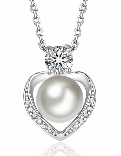 [MomentWish]パールネックレス一粒本真珠シルバー925ペンダントレディース0.5カラットモアサナイトハー..