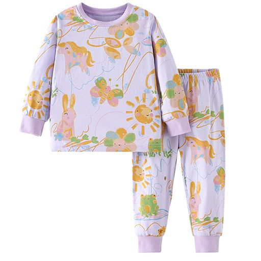 [POBIDOBY]女の子長袖子供パジャマ夏部屋着子供服上下セットルームウエア可愛いユニコーンガールズ寝間..