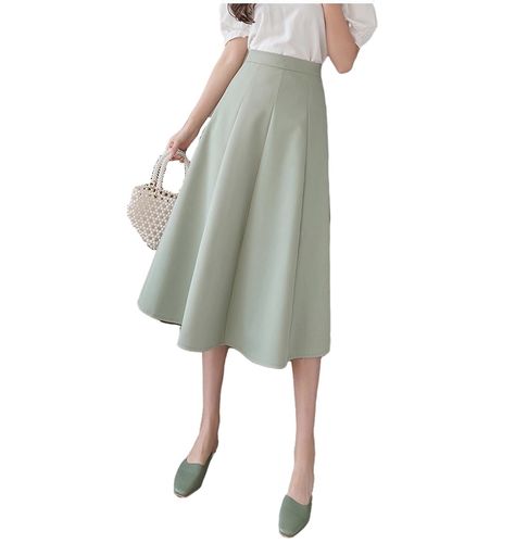 [HouseYayoi]スカートフレアレディースミモレ丈膝丈きれいめ落ち感大人可愛い膝下ゆったりロング丈膝丈春薄手体型カバー着痩せ裏地付きハイウエストオフィス通勤SkirtL