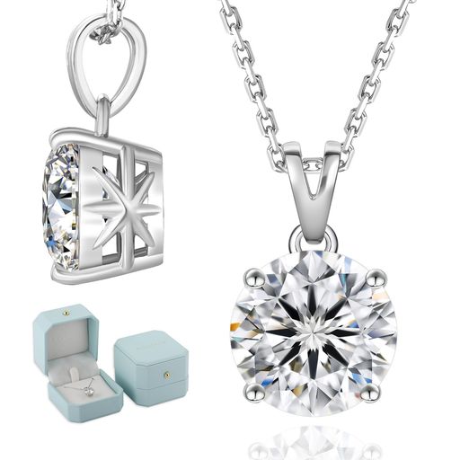 KRKC&COネックレスレディース一粒ダイヤモアッサナイト3.0カラットDカラー&VVS14本爪キラキラジュエリ..