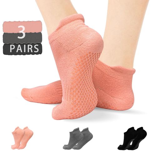 [Minmex]ヨガソックスバレエピラティス滑り止めレディースヨガスーツ靴下吸湿耐久性抗菌防臭レディース健康ソックバレエスポーツ日常生活3足(ワンサイズ)(4)