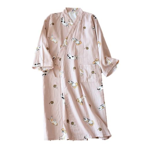 [Bobo&Hanhan]パジャマダブルガーゼバスローブ綿100%プリントレディースメンズ浴衣お風呂上がり優しい..