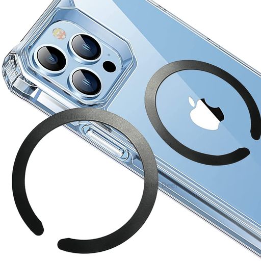 【ガイド枠付き】Magnetic用リング磁気増強iPhoneマグネットマグセーフシールDIYMags対応シール(U-ブラック)