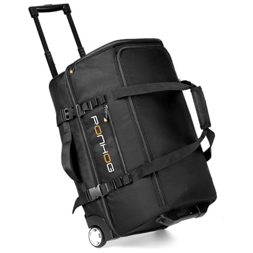 Lekeskyボストンバッグキャスター付き大容量60L二層式キャリオンバッグ靴収納乾湿分離ポケット2輪静音ダッフルバッグ機内持込対応撥水加工5~7泊スポーツ旅行出張ブラック