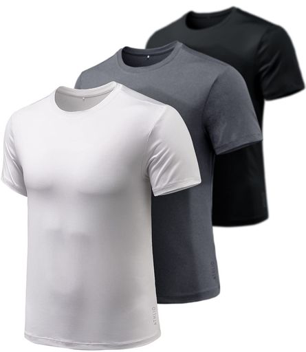 [ATHLIO]メンズドライTシャツ3枚組半袖吸汗速乾接触冷感ストレッチ通気性軽量無地ランニングトレーニングジムスポーツウェア夏用快適速乾性インナーCTS10-KDW_XL