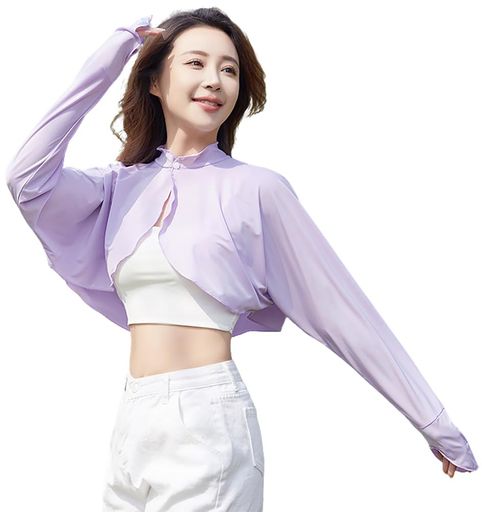 [Ekieta]UVカット99%星(塗り潰し)アイスシルクカーディガンレディース夏薄手ボレロ【日焼け防止・手の甲までカバー・接触冷感・吸汗速乾】フリル立ち襟長袖ひんやり冷房対策おしゃれアウ…