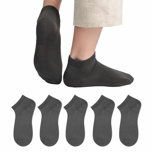 [BooGedada][瞬間消臭]臭わない・ムレ軽減|メンズ消臭くるぶしソックス5足組|24-28cm実寸フィット|通学通勤に最適通気性&吸湿性に抗菌防臭ギフトボックス付靴下メンズ夏オールシーズン