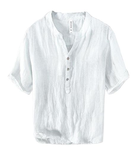 [TASOGARA]メンズ夏服Tシャツ半袖吸汗速乾リネンシャツ綿麻七分袖大きいサイズカジュアルゆったりおしゃれ無地トップス夏(JPアルファベット2XLホワイト)