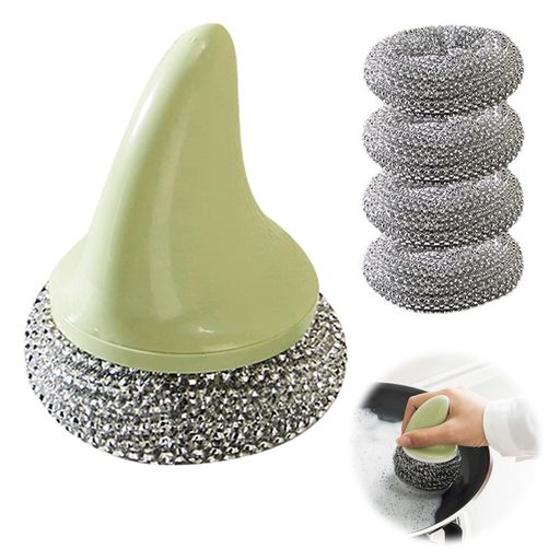 EsiFare金たわしステンレスたわし柄付き替え5個鉄フライパン鍋のお手入れに錆び落とし焦げ付き油汚れ掃..