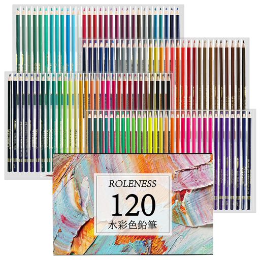&#127912;【おすすめ水彩色鉛筆セット】水筆付き120色水性色鉛筆があるので、様々な色を使って、豊かな作品を作ることができます。発色が鮮やかで細やかな表現に優れます。1本ごとに色番号を標示して、色の選択が楽になって、色彩認識の初階段の方に対してとても役に立ちます。コストパフォーマンス高い商品です。 &#127912;【高い品質発色と柔らかい芯】優れた材料を作られ、ほどよい硬さの芯なので丈夫です。鮮やかに発色し、滑らかな描き心地を実現して、紙への定着性に優れています。学習、彩色、カラースケッチ、塗り絵、細密画にも最適。Rolenessスケッチブックとの相性は抜群です! &#127912;【CEとEN71-1/2/3認証安全】環境にやさしい無毒無害のリサイクルできる木材を採用され、お子様にも安心です。柔らかい芯や安全性も高い魅力的な色鉛筆です。想像以上の広い着色体験と楽しみを提供して、子供と大人の塗り絵色鉛筆セットにも最適。 &#127912;【プレゼントにも最適】取っ手付き透明収納ケースを使って、4つのトレイに入れて、収納と色の選択は便利です。これらの色鉛筆はあらかじめ削られているので、ボックスを開くとすぐに描画できます。鉛筆削りの色を無作為に配されます。
