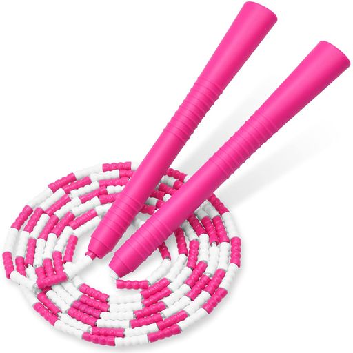 縄跳び小学生ビーズロープなわとび子供オーバルグリップ学校用スポーツなわとび体育授業24OB(Pink)