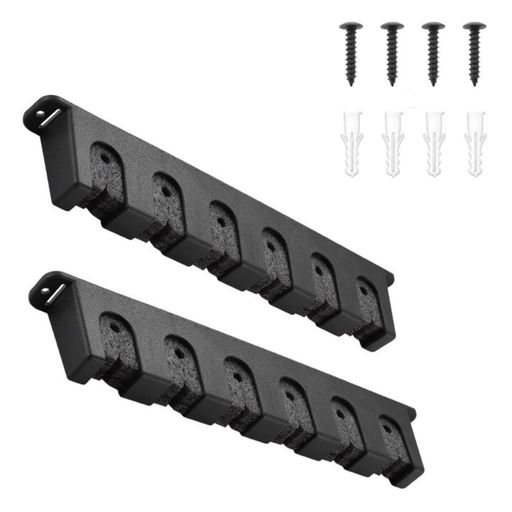 壁掛けロッドスタンド釣り竿ラック6本収納安定ロッドホルダEVAフォーム付き省スペース竿立て多用途釣竿収納ネジセット付き(横置き式)