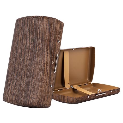 ウッドルックミニメタルシガレットケース、キングサイズ84mmレギュラータバコ12本収納、100代には適合..