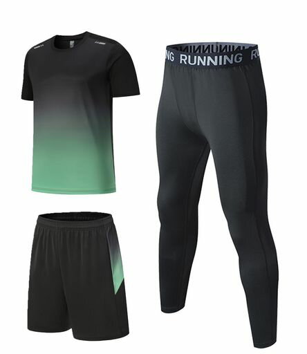 [Wuzfully]スポーツウェアメンズ上下セット夏Tシャツショートパンツ夏服ジャージメンズ上下セットグリーンgreen3XL
