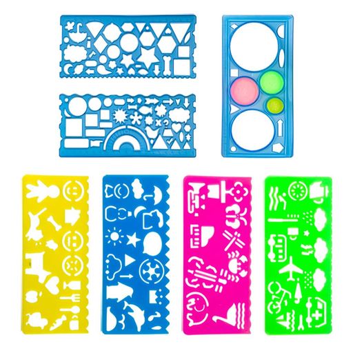 定規テンプレート製図用半円分度器幾何学お絵描き定規描画ルーラー絵描き道具デザイン定規描画用品多機能文具用品お絵描き塗り絵DIYアルバム小学生子供絵画多機能図面定規芸術学校オ…