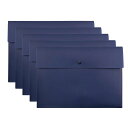 VANRATMスナップフォルダプラスチック封筒ファイルフォルダーオーガナイザーポケットドキュメントレターA4レターサイズボタン留めオフィス防水5パック4色(青)