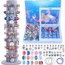 AIPRIDYチャームブレスレット製作キット、女の子DIY工芸品、ユニコーンマーメイド工芸品ギフトキット、6-12歳の女の子に適した工芸品 (72個湖蘭人魚姫)