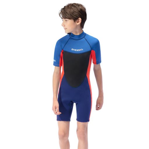 ウエットスーツスプリングキッズジュニア2.5mm半袖スプリングショーティシュノーケリングサフィンスキ..