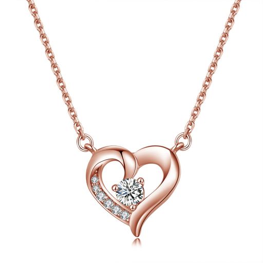 [FH.bird]ハートネックレスレディース人気シンプル「温かい心」シルバー925金属アレルギー対応ピンクゴ..
