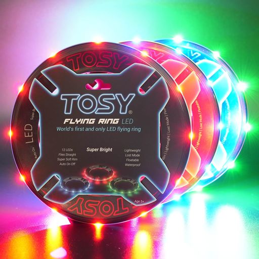 TOSYフライングリング-12LED、超高輝度、ソフト、自動ライトアップ、安全、防水、軽量フリスビー、クールな誕生日、キャンプ、イースターバスケットの詰め物&屋外/屋内ギフトおもちゃ男…