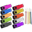 TEWENE10個セットUSBメモリ8GBフラッシュドライブUSBフラッシュドライブフラッシュメモリーUSB2.0ストラップ付回転式まとめ買い10色ミックスグカラー(8GB10個セット)