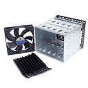 DOVHMOHストレージ拡張ハードドライブケージ、DIYハードドライブディスクケージラック、5.25インチから5X3.5インチブラケット、12センチファン付き(2)
