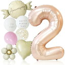 deerzonくすみピンク2歳くすみカラー数字バルーン誕生日飾り付け10点セット大きい65cmくすみニュアンスカラーナンバーバルーンバースデー2