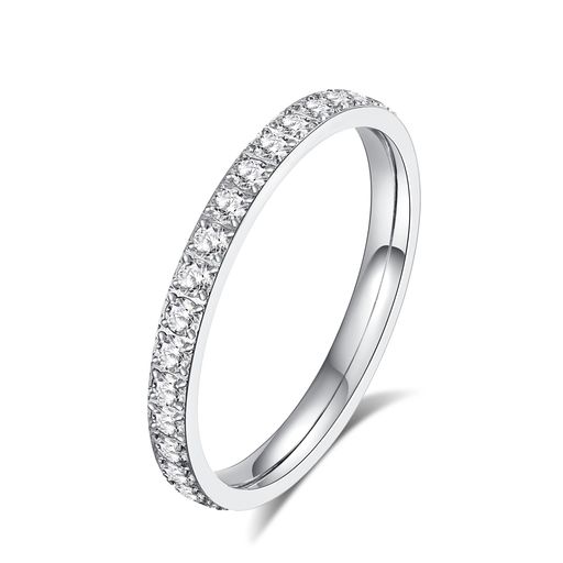 レディース2.5mmチタン製ジルコンリング欧米トレンドデザイン3色展開(ゴールド/シルバー/ローズゴールド)