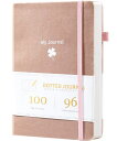 CAGIEノートa5ノートブックおしゃれ日記192ドット入りページハードカバークラシックペンホルダー付きかわいいビジネス100gsmインク耐性紙大人女の子旅行日記仕事ノートプレゼントピンク