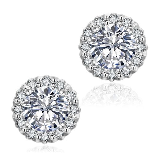 ダイヤピアスモアッサナイトダイヤモンドスタッドピアスモアサナイトピアスメンズレディースヘイローピアススターリングシルバー金属アレルギー対応