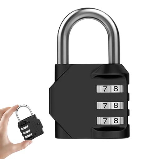 DEVENTORZ南京錠3桁ダイヤル式ロック海外旅行スリ対策バッグ盗難防止番号式ダイヤル錠ブラック防犯防水..