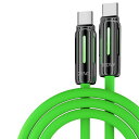 PIVActocケーブルタイプCケーブルアンカー100WUSB-C液态シリコン、eMarkチップ内蔵、6股加粗銅線、創意光柱呼吸灯、安定した充電とデータ転送1.5m