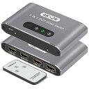 4KHDMI切替器3入力HDMIスイッチャーワンタッチ切替手動Switcherセレクターアルミ3入力1出力切替機PCPS5PS4NintendoSwitch対応コントローラ付き
