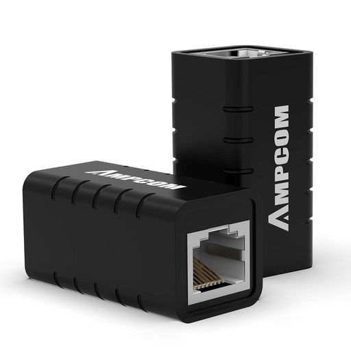 AMPCOMLANケーブル延長コネクタ2個入rj45ジョイント中継コネクタ黒メスーメスギガビット対応Cat5e/Cat6/Cat6A/Cat7ブラック