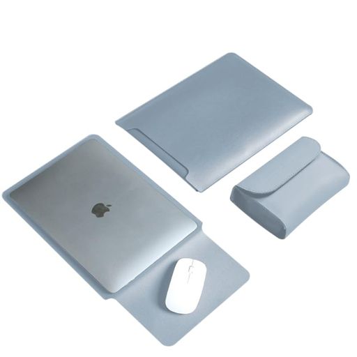 RyoYXLノートパソコンスリーブケース13.3インチまでに対応電源収納ポーチ付きマウスパッド機能付きラップトップインナーバッグ薄型ノートPC収納ケース耐衝撃タブレットPCケースブルー