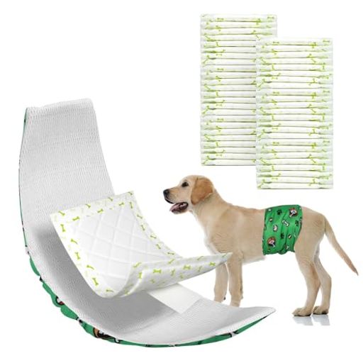 Dono犬用おむつライナー犬用マナーベルトや洗えるパンツと一緒に使用ペット用おしっこ吸収シートもれない使い捨て犬用マナーパッド蛍光剤無し無香料女の子や男の子兼用おむつパッド…
