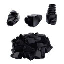 STOOODUOLANケーブルコネクタカバー30個セットRJ45ブーツカバーアンチダストプロテクター6MM穴径プラスチックネットワークケーブル用保護ブーツキャップLANケーブルカバーブーツブラック