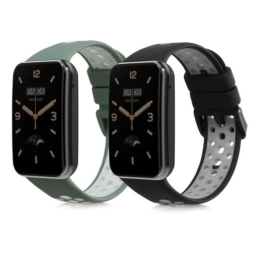 KWMOBILE 2X 交換バンド XIAOMI MI BAND 7 PRO対応 ベルト - シリコンバンド ソフト TPU 耐久性 黒色/グレー/パステルグリーン/白色