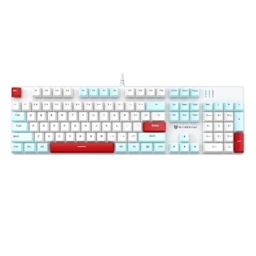 MERDIAメカニカル式ゲーミングキーボード全104キーボード有線USB有線キーボードLEDバックライト付き(青軸-白青赤) MERDIAメカニカル式ゲーミングキーボード全104キーボード有線USB有線キーボードLEDバックライト付き(青軸-白青赤)
