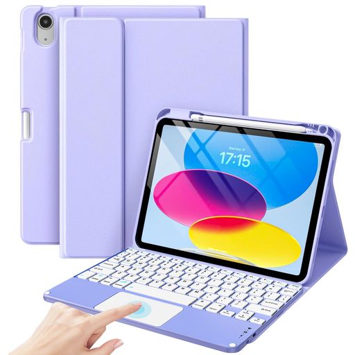 ProCaseiPad11インチ/10.9インチ磁気着脱ワイヤレスキーボードケースiPad11世代(A16)/10世代(2025/2022モデル対応)スリム軽量スマートカバー付き-パープル