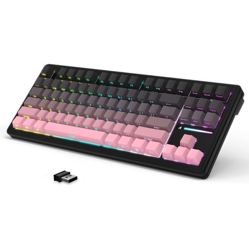 MAMBASNAKE X ATTACK SHARK M87 ゲーミング キーボード コンパクト 80% 87キー メカニカル キーボード 3つ接続モード BLUETOOTH5.0/2.4GHZ/TYPE-C PBT側刻スタイルキーキャップ アンチゴースト