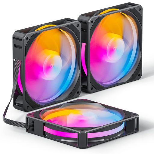 UPHEREPCケースファンARGB120MM連結型4ピンPWMコンピュータファンアドレス指定可能な5V3PINARGBLED極静音デイジーチェーン機能延長ケーブルが付属ブラック3個パック【U2C-3】