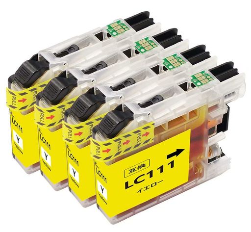 ブラザー用互換インクカートリッジLC111B-111LC111-4PK4本セットLC111Yx4(イエロー)増量タイプ残量表示可能新互換チップ搭載