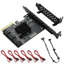 MZHOU PCIE SATAカード 6ポート拡張カード - 1X シリアルCOMインターフェース - アダプターコンバーターカード PCI-E 3.0/2.0/1.0 RS-232モジュール 4接続 18ピン(2)