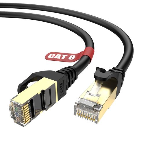 LovicoolCAT8LANケーブル10Mカテゴリー8ランケーブル有線lan40Gbps/2000MHzCAT8準拠RJ45コネクタ高速イーサネットケーブルPCモデム​ルーターPS3PS4Xbox等に対応(ブラック)