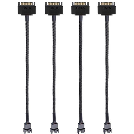 15 ピン SATA から 3 ピン / 4 ピン 12V PC ケース ファン電源アダプタ ケーブル 電源 3 ピンまたは 4 ピン (PWM コネクタ) 15 ピン SATA コネクタ付き PC ケース ファン 高密度黒スリーブ ケーブル、長さ 25 cm、ケーブルは標準 3 ピン ファンと下位互換性があります ファンは固定 SATA 電圧 12V で動作します 4 本の SATA から 3 ピン / 4 ピン PMW 12V PC ケース ファン電源アダプタ ケーブル、3 ピンまたは 4 ピン (PWM コネクタ) から 15 ピン SATA コンピュータ クーラー冷却ファン電源ケーブル