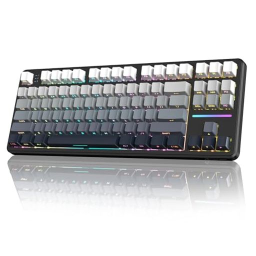MAMBASNAKExATTACK SHARK X87 ゲーミングキーボード ブルーベリースイッチ ガスケットマウント リニア サイド刻印彫刻PBTキーキャップ OEMカスタマイズ 無線 RGB 3接続モード 2.4G/Bluetooth/USB-C