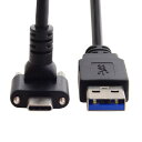 JSER 下向きUSB 3.1 TYPE-C デュアルスクリューロック 標準USB3.0データケーブル 90度 カメラ用 1.2M